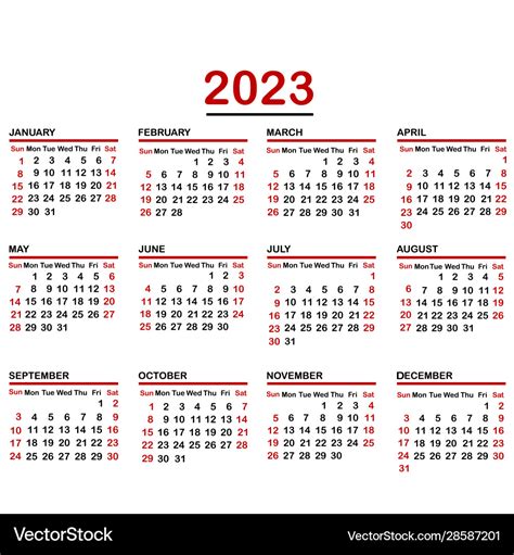 Minimalist calendar year 2023 Royalty Free Vector Image