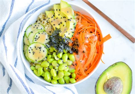 Vegan Sushi Quinoa Bowl with Miso Dressing | Greenletes.