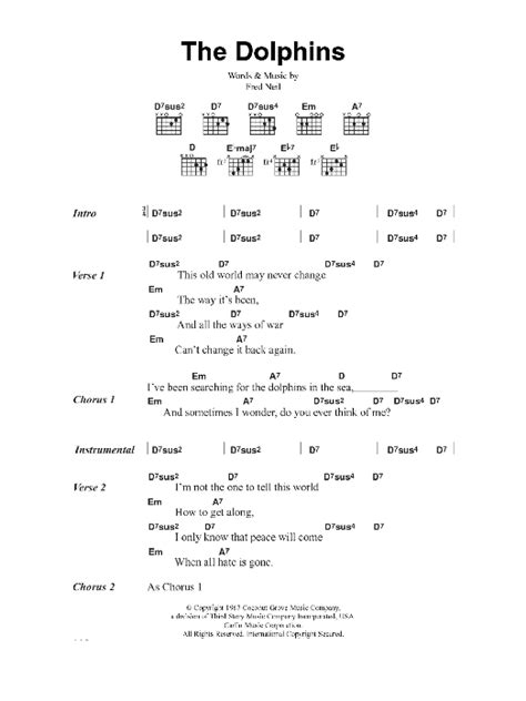 The Dolphins by Fred Neil - Guitar Chords/Lyrics - Guitar Instructor