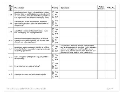 Fire risk assessment checklist in Word and Pdf formats - page 6 of 16