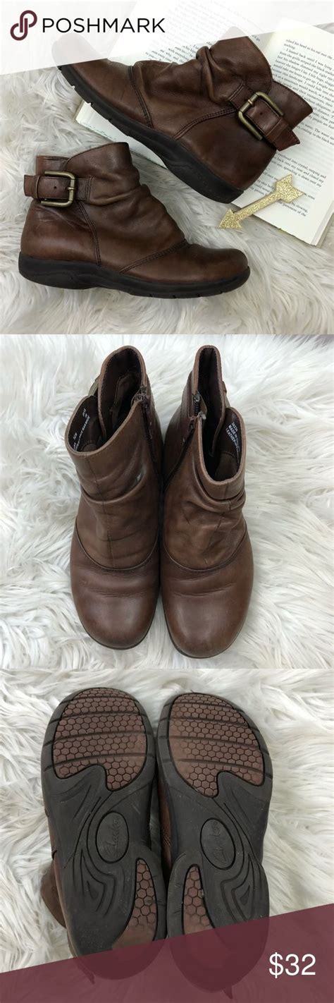 Clarks Ankle Boots 5.5M Brown Leather Zip Comfort | Clarks ankle boots ...