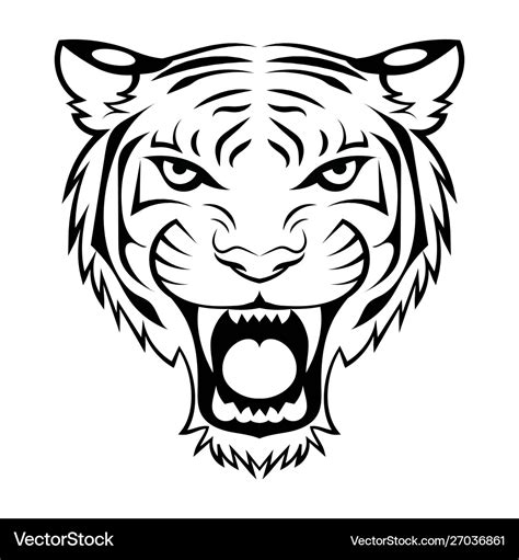 Tiger logo black white a Royalty Free Vector Image