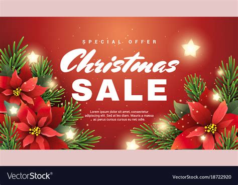 Christmas sale banner with star flower Royalty Free Vector