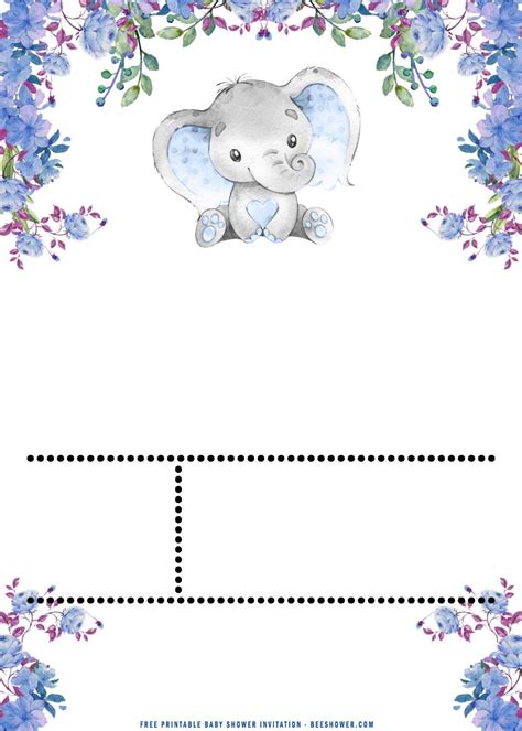 (FREE Printable) – Cute Baby Elephant Baby Shower Invitation Tem ...