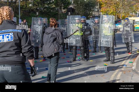 A Demonstration to the public of riot police tactics at a police open day Stock Photo - Alamy