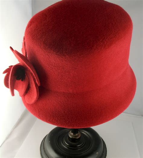 Vintage Red Felt Hat - Etsy