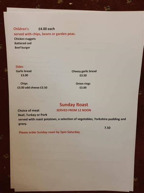 Menu at The Ship Inn pub & bar, Highley, Severnside