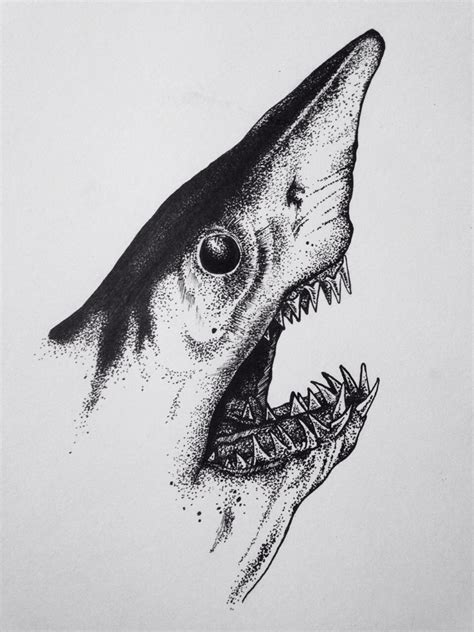 Draw Sharks in 2020 | Shark drawing, Shark art, Stippling art