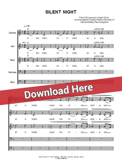 Pentatonix Silent Night Sheet Music, Piano Notes, Chords