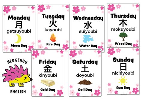 Japanese Days of the Week Posters