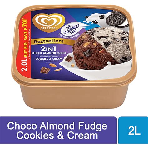 Selecta Choco Almond Fudge - Cookies & Cream Ice Cream | 2L | Shop | Walter Mart