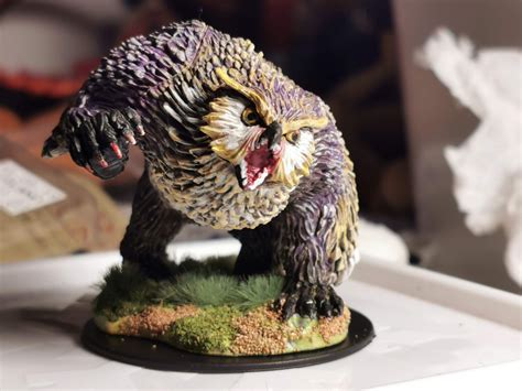 Owlbear miniature, D & D, painted by Trude Schei | Fantasy miniatures, Mini paintings, Dnd minis