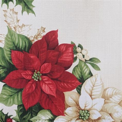 Elrene Home Fashions Red and White Poinsettias 60"x84" Indoor ...