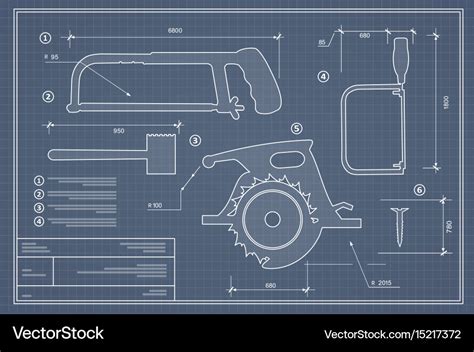 Blueprint building tool set drawing plan layout Vector Image