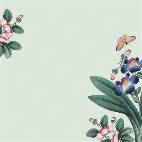 Free Vector | Chinese painting featuring flowers and butterflies wallpaper