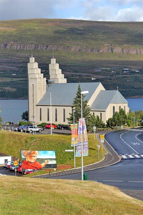 Akureyrarkirkja, Lutheran Church in Akureyri, Iceland Editorial Stock ...