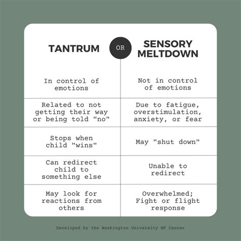 Tantrums vs. Sensory Meltdowns | Neurofibromatosis Center | Washington ...