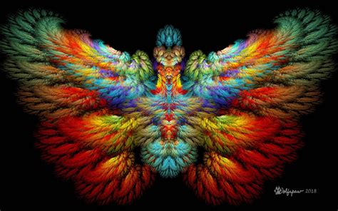 Rainbow Phoenix {by wolfepaw on DeviantArt} | Digital artist, Deviantart, Fractal art