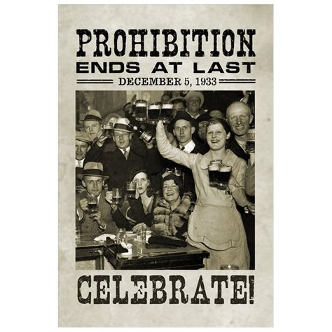 Prohibition Ends Poster / History Wall Art Print Man Cave Game Room ...