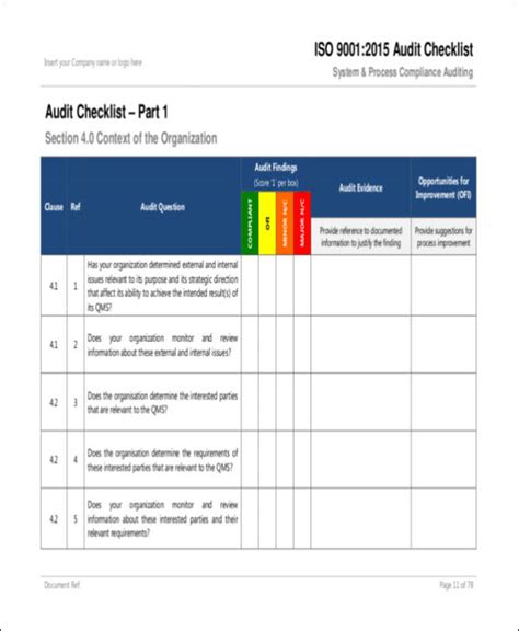 FREE 12+ Audit Checklist Samples in Excel | MS Word | PDF | Google Docs | Pages