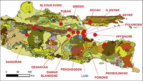 Mud volcanoes in Eastern Java. Map of Eastern half of Java showing... | Download Scientific Diagram