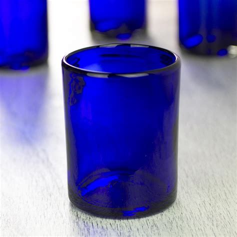 UNICEF Market | Blue Hand Blown Glass Tumblers Set of 6 Mexico - Pure Cobalt