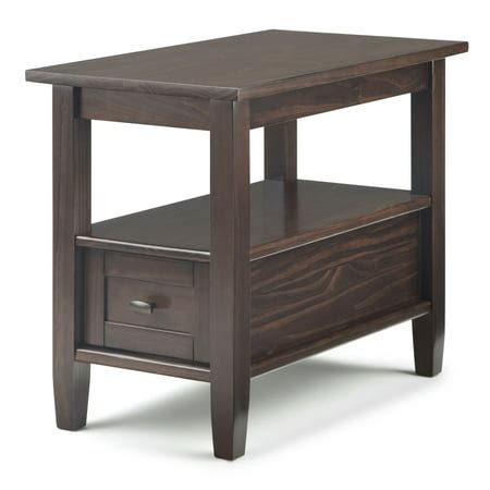Brooklyn + Max Lexington Solid Wood 14 inch Wide Rectangle Rustic Narrow Side Table in Tobacco ...