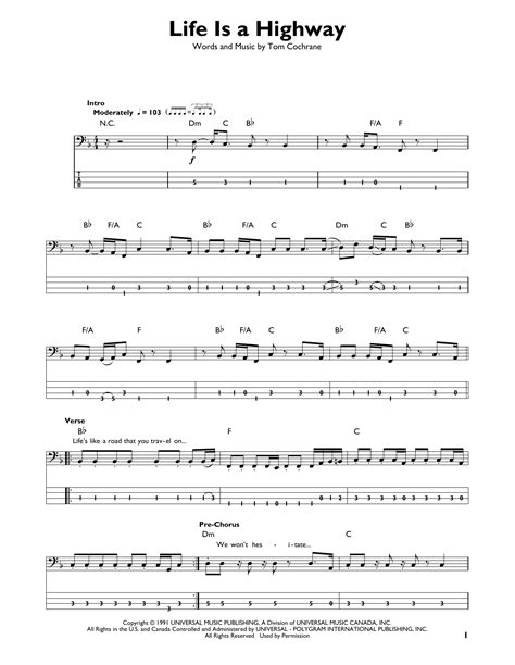 Life Is A Highway by Rascal Flatts - Easy Bass Tab - Guitar Instructor