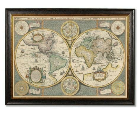 Premium Antique Map Wooden Framed Print Of The World Large Home Interior Art - IveStyle ...