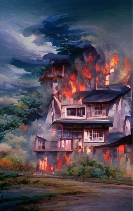 The Burning House, Digital Arts by Mahesh Tolani | Artmajeur