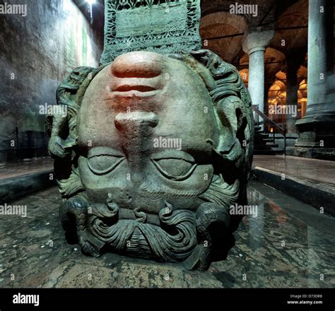 Head of Medusa in underground Basilica Cistern, Istanbul, Turkey Stock Photo - Alamy