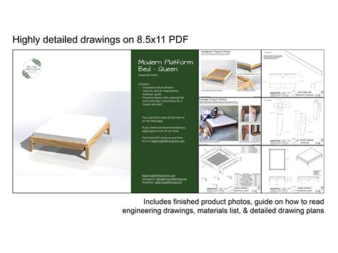 Queen DIY Platform Bed Frame Plans Modern Queen Bed Bed - Etsy