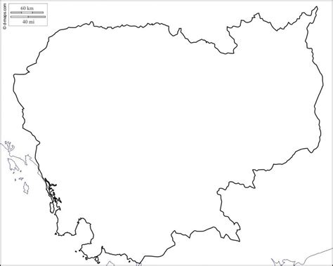 Kamboja map outline - Peta Kamboja garis besar (Selatan-Timur Asia - Asia)