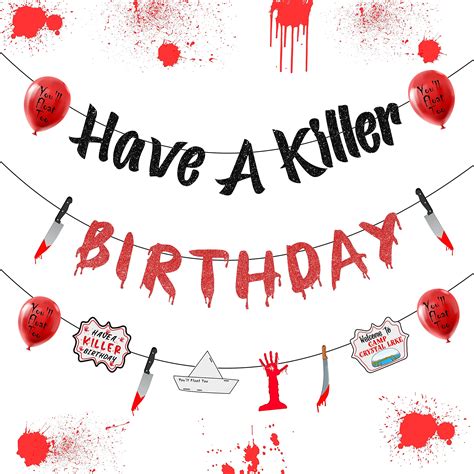 Buy Have a Killer Birthday Party Banner, Halloween Horror Garlands, Horror Movie Theme Birthday ...