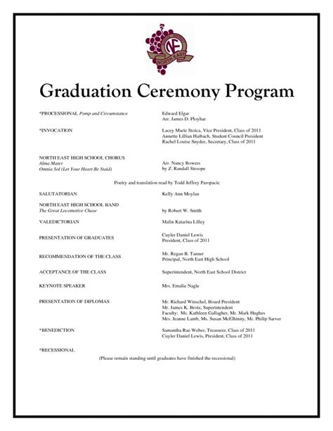 Graduation Party Program Sample Agenda Example Format Templates in ...