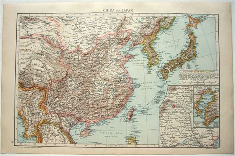 China & Japan Original 1893 Map by the Atlas Publishing | Etsy