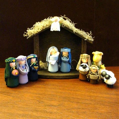 Nativity Set 11 Pieces Including Handcrafted Stable Handmade