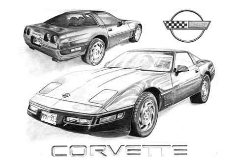 1995 Corvette Drawings/Drawing - My First Corvette Sketch/Sketches