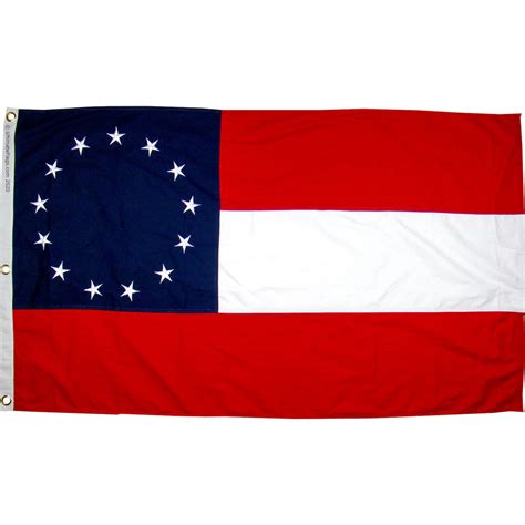 1st National Confederate - CSA - Stars and Bars - 13 Stars - Cotton - 2 x 3 ft.