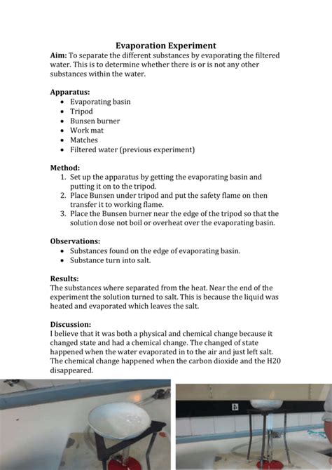 Evaporation Experiment