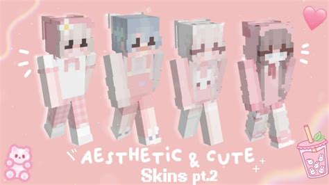 Aesthetic & Cute || Minecraft Skins pt.2|| Girls/Boys || Pink Theme💕|| - YouTube