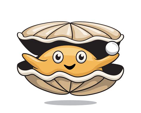 Oyster Cartoon Pearl Clam Illustration Shellfish 3607583 Vector Art at ...