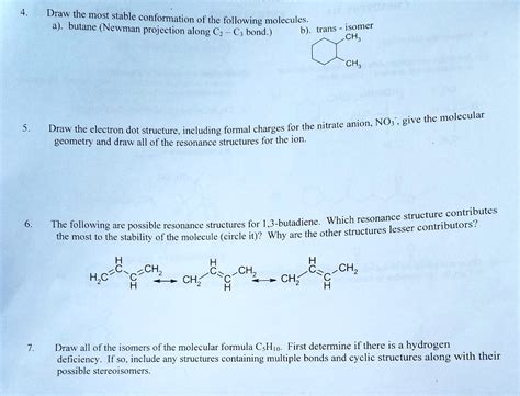 SOLVED: Draw the most stable conformation of the following molecules: a) butane (Newman ...