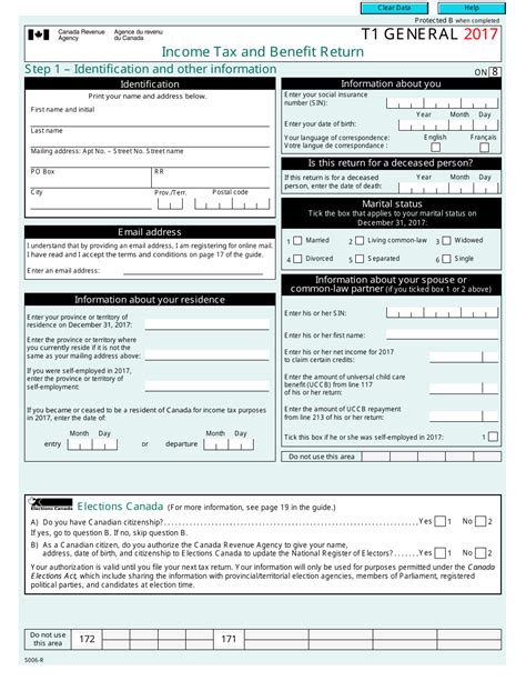 Form T1 GENERAL - 2017 - Fill Out, Sign Online and Download Fillable ...