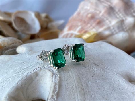 Emerald Earrings Emerald Stud Earrings Bridesmaid Gift May - Etsy