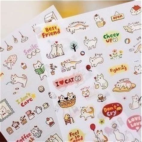 Creative stationery Cute Cat Diary decoration stickers group cartoon ...