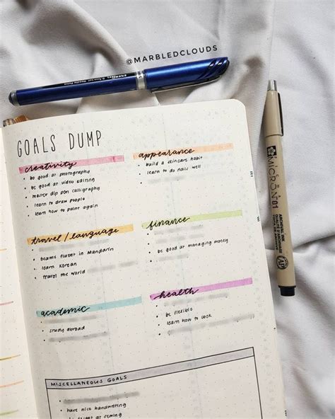 23 Bullet Journal Goals Page Ideas for Inspiration - The Creatives Hour