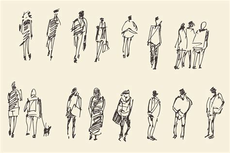 Sketch of different people (2840) | Illustrations | Design Bundles | Sketches of people, Drawing ...