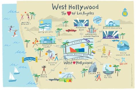 West Hollywood Illustrated Map, Crédit image : Ruben' Esparza ...