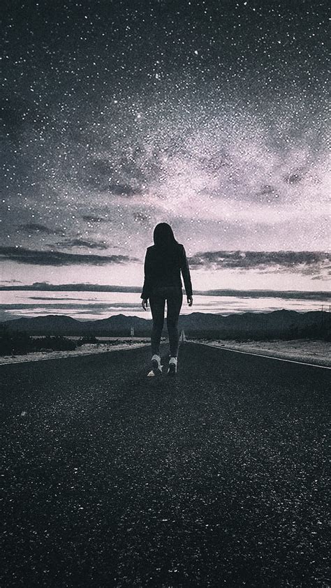 1920x1080px, 1080P free download | Lost, female, girl, lonely, road, sky, stars, walking, HD ...